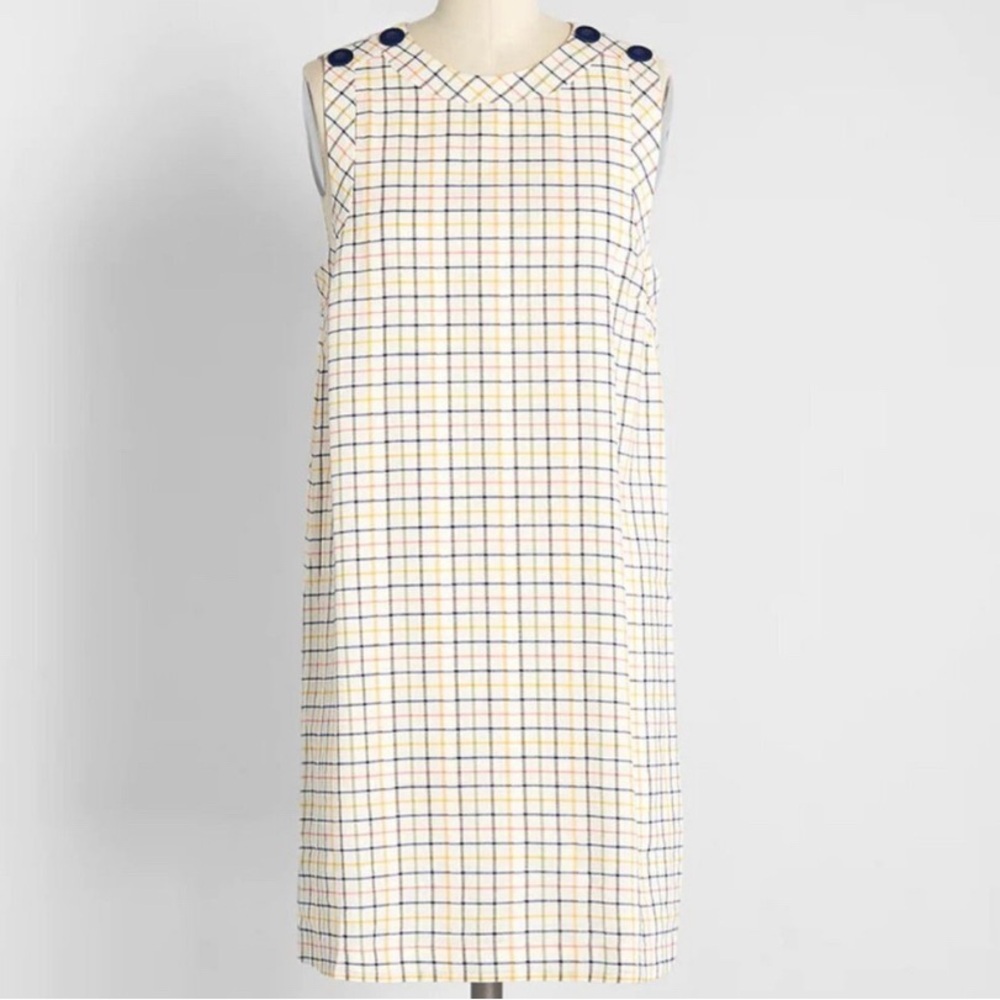 Modcloth Up With The Fun Plaid Sleeveless
Shift Dress